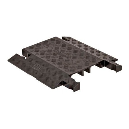 Justrite Cable Protector, 1.87 in H, 18 in L, 19-3/4 in W, 3 Channel, Polyurethane, Black GD3-DO-B